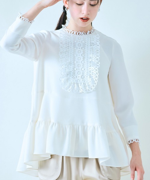 Audie a Muses 幅広レースフレアチュニック 大人百花掲載】幅広レースフレアブラウス | オーディア ミューズ(Audie