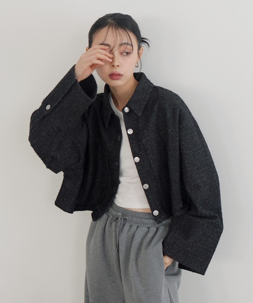 セール】グレインツイードデニムシャツジャケット（デニムジャケット