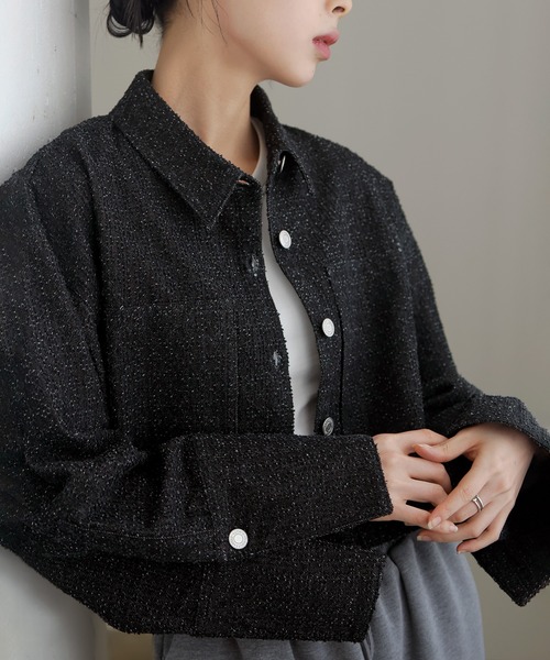 セール】グレインツイードデニムシャツジャケット（デニムジャケット