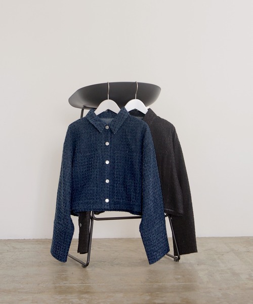 セール】グレインツイードデニムシャツジャケット（デニムジャケット