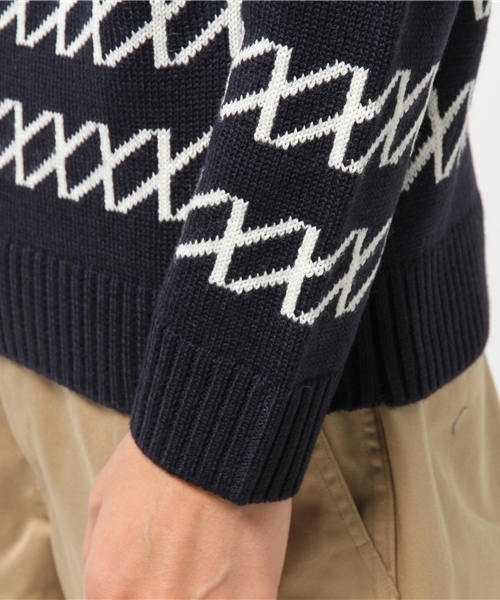 Lui's(ルイス)の「Lui's(ルイス) 裾ラインニット(ニット/セーター・メンズ・ブラック/ネイビー/ホワイト・SMALL/MEDIUM)」の7枚目の写真