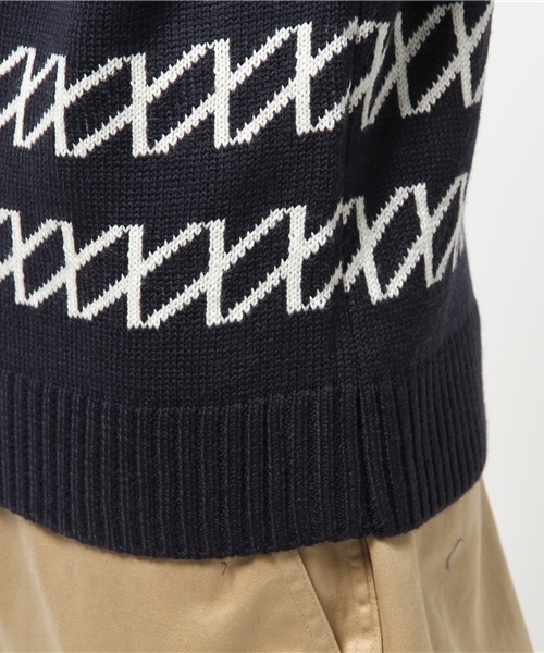 Lui's(ルイス)の「Lui's(ルイス) 裾ラインニット(ニット/セーター・メンズ・ブラック/ネイビー/ホワイト・SMALL/MEDIUM)」の8枚目の写真