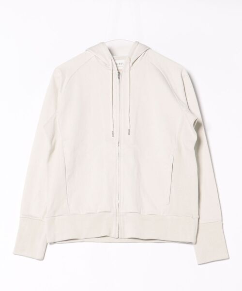 SIPULI(シプリ)の「French Terry ジップアップフードパーカ(Tシャツ/カットソー・レディース・ダークグレー/ピンク/ホワイト・2/3)」の6枚目の写真