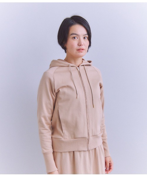 SIPULI(シプリ)の「French Terry ジップアップフードパーカ(Tシャツ/カットソー・レディース・ダークグレー/ピンク/ホワイト・2/3)」の8枚目の写真