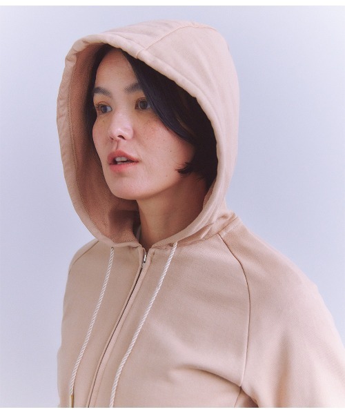 SIPULI(シプリ)の「French Terry ジップアップフードパーカ(Tシャツ/カットソー・レディース・ダークグレー/ピンク/ホワイト・2/3)」の12枚目の写真