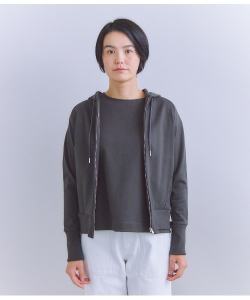 SIPULI(シプリ)の「French Terry ジップアップフードパーカ(Tシャツ/カットソー・レディース・ダークグレー/ピンク/ホワイト・2/3)」の17枚目の写真