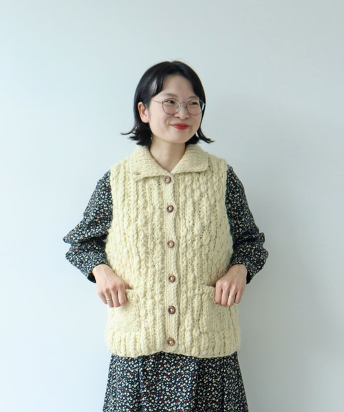 PAR ICI（パーリッシィ）の「ネパールハンドニット ハイネックベスト（ベスト・レディース・アイボリー/ダークブラウン・FREE）」の5枚目の写真