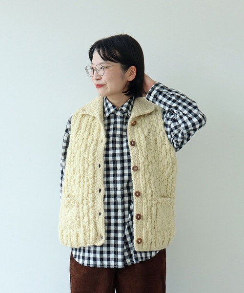 PAR ICI（パーリッシィ）の「ネパールハンドニット ハイネックベスト（ベスト・レディース・アイボリー/ダークブラウン・FREE）」の12枚目の写真