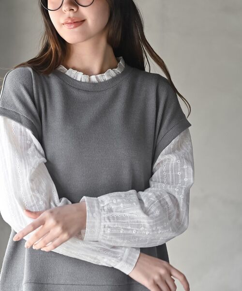 rps（アールピーエス）の「ニットソーベストレイヤード風プルオーバー（その他トップス・レディース・ブラック/ネイビー/杢グレー・フリー）」の16枚目の写真