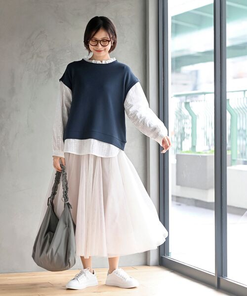 rps（アールピーエス）の「ニットソーベストレイヤード風プルオーバー（その他トップス・レディース・ブラック/ネイビー/杢グレー・フリー）」の6枚目の写真