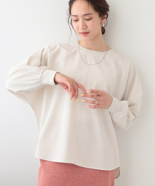 DRESKIP（ドレスキップ）の「【高レビュー/洗える/洗濯後シワになりにくい/体型カバー】お袖ゆったり さらさらドルマンブラウス（シャツ/ブラウス・レディース・ブラック/ライトグレー/ピンク系/スモーキーグリーン系/ライトベージュ/ライトブルー・00）」の4枚目の写真