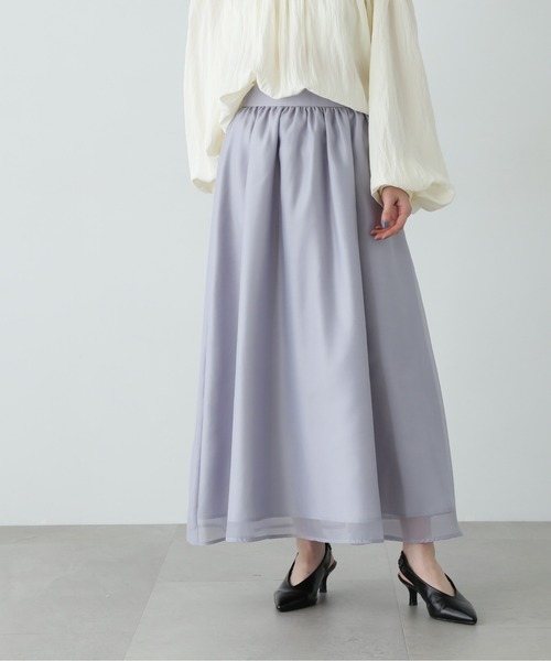 N.（N. Natural Beauty Basic）（エヌエヌナチュラルビューティーベーシック）の「【PS/低身長サイズ】シアーレイヤーフレアスカート（スカート・レディース・ブラック/オフホワイト/グレー・SMALL/MEDIUM/P/S）」の3枚目の写真