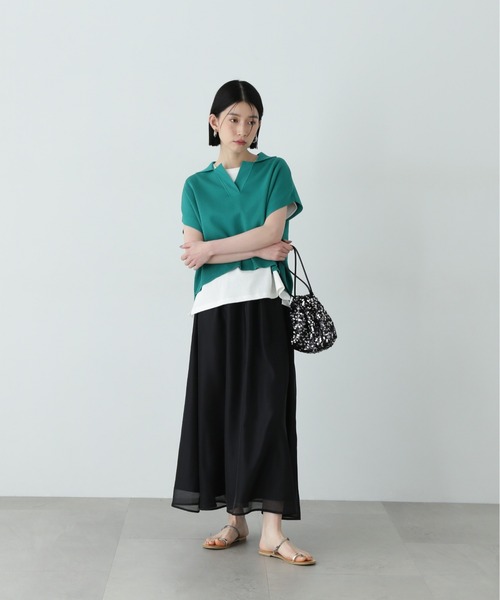 N.（N. Natural Beauty Basic）（エヌエヌナチュラルビューティーベーシック）の「【PS/低身長サイズ】シアーレイヤーフレアスカート（スカート・レディース・ブラック/オフホワイト/グレー・SMALL/MEDIUM/P/S）」の12枚目の写真