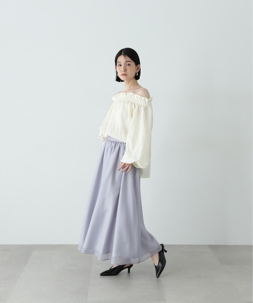 N.（N. Natural Beauty Basic）（エヌエヌナチュラルビューティーベーシック）の「【PS/低身長サイズ】シアーレイヤーフレアスカート（スカート・レディース・ブラック/オフホワイト/グレー・SMALL/MEDIUM/P/S）」の15枚目の写真