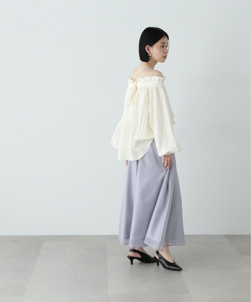 N.（N. Natural Beauty Basic）（エヌエヌナチュラルビューティーベーシック）の「【PS/低身長サイズ】シアーレイヤーフレアスカート（スカート・レディース・ブラック/オフホワイト/グレー・SMALL/MEDIUM/P/S）」の18枚目の写真