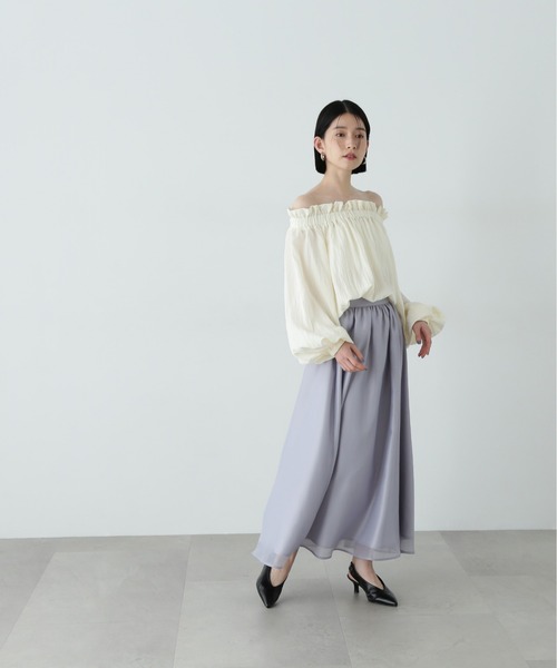 N.（N. Natural Beauty Basic）（エヌエヌナチュラルビューティーベーシック）の「【PS/低身長サイズ】シアーレイヤーフレアスカート（スカート・レディース・ブラック/オフホワイト/グレー・SMALL/MEDIUM/P/S）」の21枚目の写真