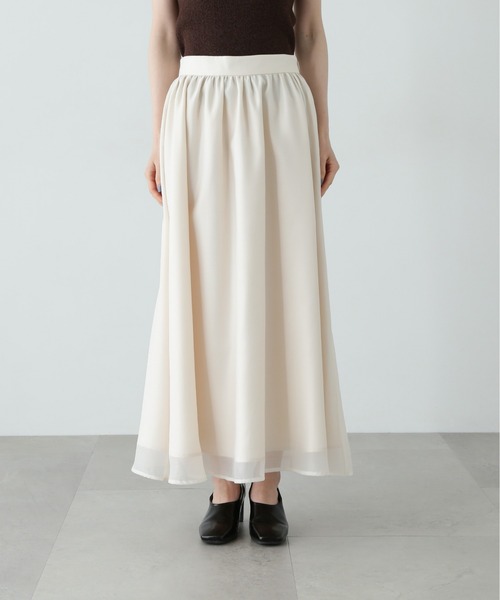 N.（N. Natural Beauty Basic）（エヌエヌナチュラルビューティーベーシック）の「【PS/低身長サイズ】シアーレイヤーフレアスカート（スカート・レディース・ブラック/オフホワイト/グレー・SMALL/MEDIUM/P/S）」の4枚目の写真