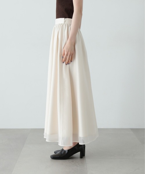 N.（N. Natural Beauty Basic）（エヌエヌナチュラルビューティーベーシック）の「【PS/低身長サイズ】シアーレイヤーフレアスカート（スカート・レディース・ブラック/オフホワイト/グレー・SMALL/MEDIUM/P/S）」の5枚目の写真