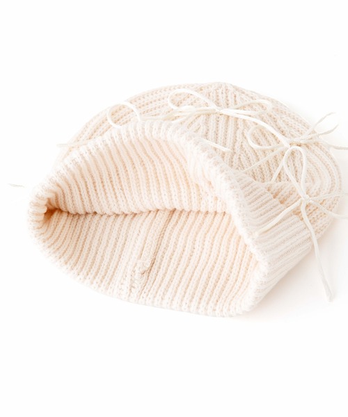Casselini（キャセリーニ）の「Casselini(キャセリーニ)リボンデコレーションワッチ（ニットキャップ/ビーニー・レディース・オフホワイト/ブラック・FREE）」の10枚目の写真