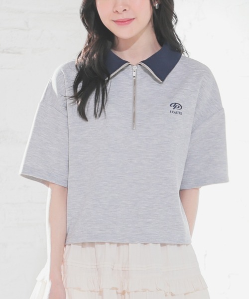 ハーフジップゆるトップス（Tシャツ/カットソー）｜Honeys