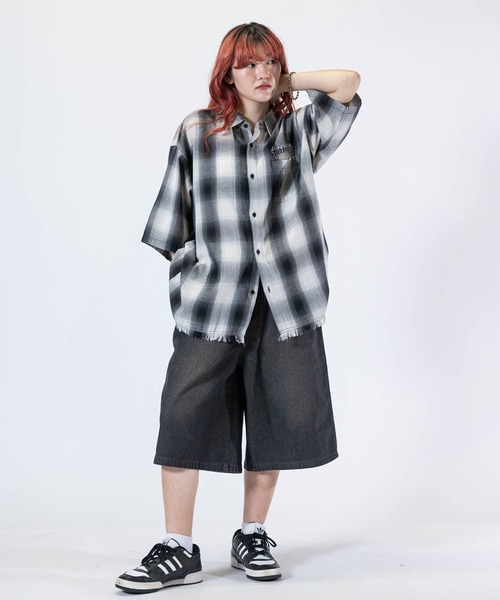 THRASHER(スラッシャー)の「【at】〔THRASHER/スラッシャー〕CHECK DAMAGE S/S SHIRT オンブレチェック ロゴ刺繍 ダメージシャツ(シャツ/ブラウス・メンズ・ブラウン/ブラック/ホワイト・LARGE/MEDIUM)」の14枚目の写真