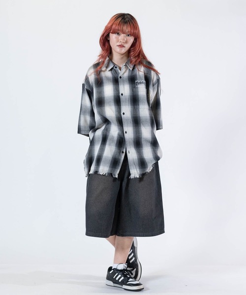 THRASHER(スラッシャー)の「【at】〔THRASHER/スラッシャー〕CHECK DAMAGE S/S SHIRT オンブレチェック ロゴ刺繍 ダメージシャツ(シャツ/ブラウス・メンズ・ブラウン/ブラック/ホワイト・LARGE/MEDIUM)」の16枚目の写真