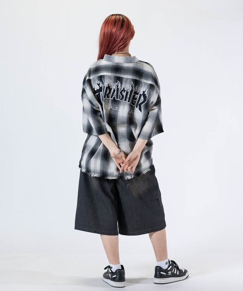THRASHER(スラッシャー)の「【at】〔THRASHER/スラッシャー〕CHECK DAMAGE S/S SHIRT オンブレチェック ロゴ刺繍 ダメージシャツ(シャツ/ブラウス・メンズ・ブラウン/ブラック/ホワイト・LARGE/MEDIUM)」の18枚目の写真