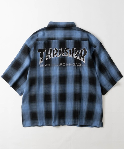 THRASHER（スラッシャー）の「【at】〔THRASHER/スラッシャー〕CHECK DAMAGE S/S SHIRT オンブレチェック ロゴ刺繍 ダメージシャツ（シャツ/ブラウス・メンズ・ブラウン/ブラック/ホワイト/ホワイト系その他/ブルー系その他/ブラック系その他・LARGE/MEDIUM）」の15枚目の写真