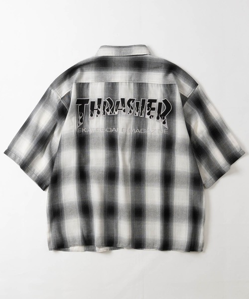 THRASHER（スラッシャー）の「【at】〔THRASHER/スラッシャー〕CHECK DAMAGE S/S SHIRT オンブレチェック ロゴ刺繍 ダメージシャツ（シャツ/ブラウス・メンズ・ブラウン/ブラック/ホワイト/ホワイト系その他/ブルー系その他/ブラック系その他・LARGE/MEDIUM）」の11枚目の写真