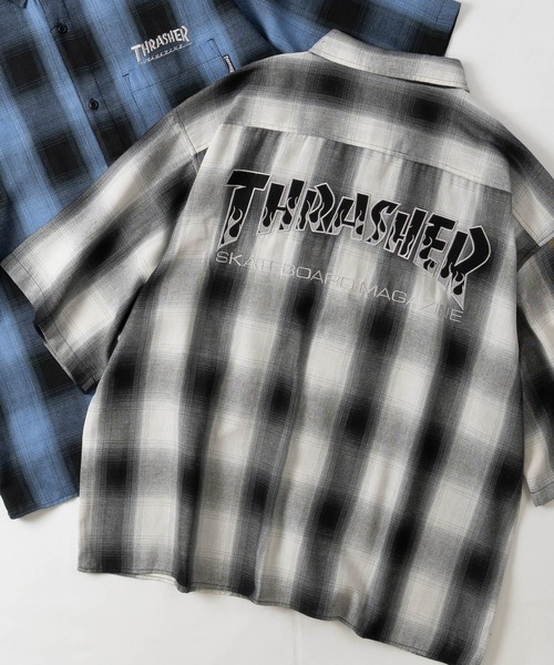 THRASHER(スラッシャー)の「【at】〔THRASHER/スラッシャー〕CHECK DAMAGE S/S SHIRT オンブレチェック ロゴ刺繍 ダメージシャツ(シャツ/ブラウス・メンズ・ブラウン/ブラック/ホワイト/ホワイト系その他/ブルー系その他/ブラック系その他・LARGE/MEDIUM)」の16枚目の写真