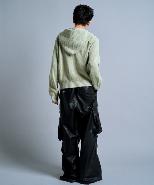 Camphor wood ダブルジップニットフーディーM チャコールグレー