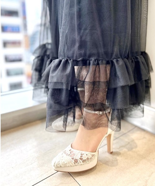 R&E（アールアンドイー）の「【25SS新作】【R&E】コットンレースセパレートパンプス（パンプス・レディース・ホワイト系/ブラック系・22.5cm/23cm/23.5cm/24cm/24.5cm/22cm）」の4枚目の写真
