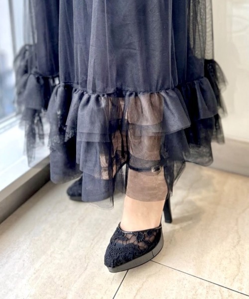 R&E（アールアンドイー）の「【25SS新作】【R&E】コットンレースセパレートパンプス（パンプス・レディース・ホワイト系/ブラック系・22.5cm/23cm/23.5cm/24cm/24.5cm/22cm）」の6枚目の写真