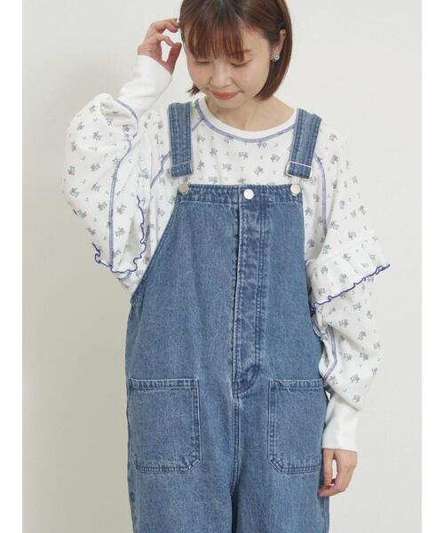 Samansa Mos2 ワッフル花柄配色メローカットソー Samansa Mos2（サマンサ モスモス）の「ワッフル花柄配色メロー