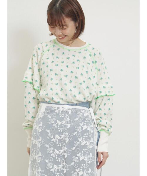 Samansa Mos2（サマンサ モスモス）の「ワッフル花柄配色メローカットソー（Tシャツ/カットソー・レディース・パープル/グリーン/ピンク・F）」の19枚目の写真