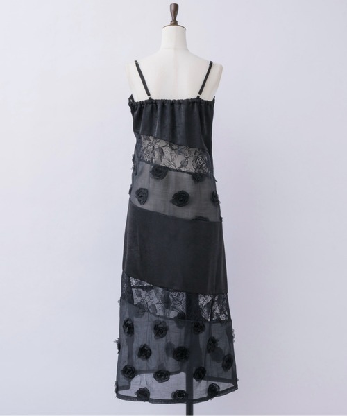 musubore(ムスボレ)の「patchwork lace camisole OP / パッチワークキャミワンピース(ワンピース・レディース・ブラック/ベージュ・FREE)」の8枚目の写真