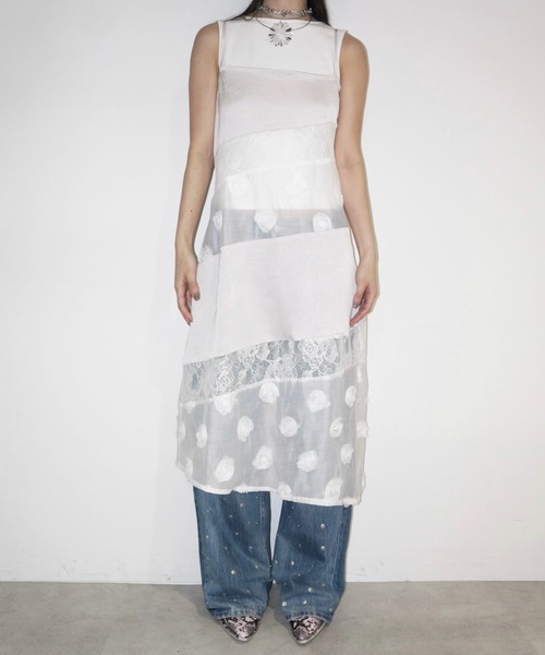 eaphi COTTON LACE PATCHWORK CAMIワンピース ワンピース Eaphi cotton lace patchwork camionepiece COTTON LACE