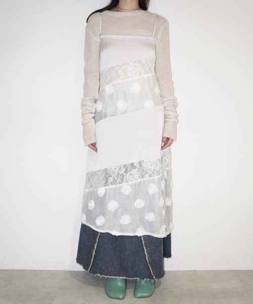 musubore(ムスボレ)の「patchwork lace camisole OP / パッチワークキャミワンピース(ワンピース・レディース・ブラック/ベージュ・FREE)」の16枚目の写真