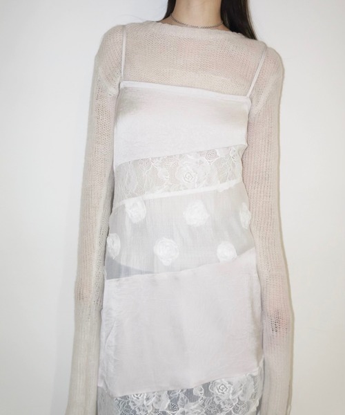 musubore(ムスボレ)の「patchwork lace camisole OP / パッチワークキャミワンピース(ワンピース・レディース・ブラック/ベージュ・FREE)」の17枚目の写真