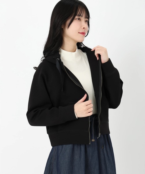 UNIVERVAL MUSE(ユニバーバル ミューズ)の「レース付フーディーパーカー カーディガン(カーディガン/ボレロ・レディース・ブラック/オフホワイト/グレー・2)」の1枚目の写真