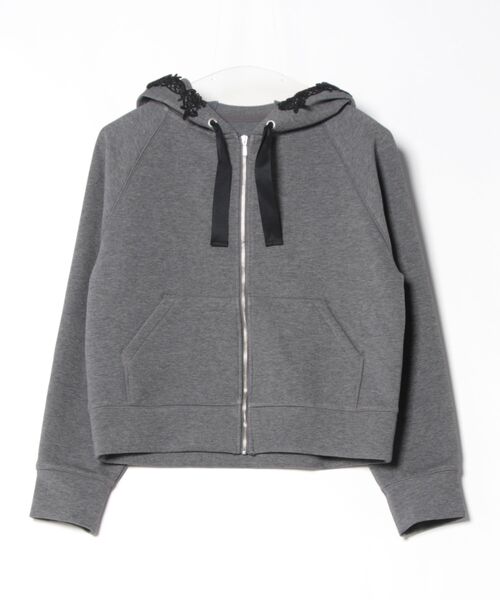 UNIVERVAL MUSE(ユニバーバル ミューズ)の「レース付フーディーパーカー カーディガン(カーディガン/ボレロ・レディース・ブラック/オフホワイト/グレー・2)」の7枚目の写真