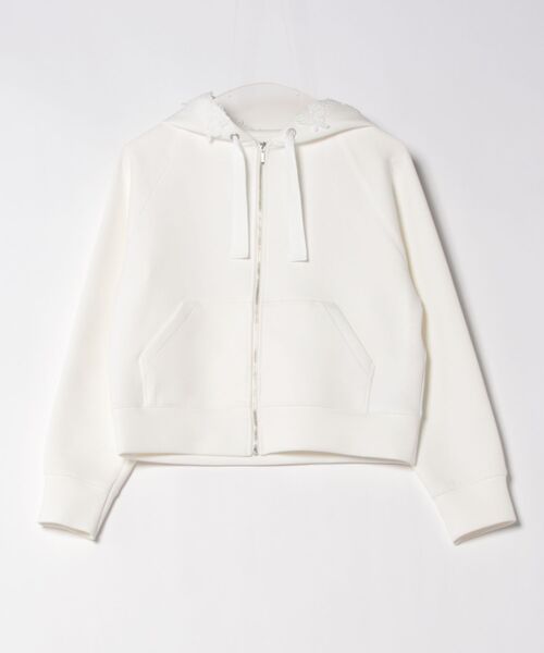 UNIVERVAL MUSE(ユニバーバル ミューズ)の「レース付フーディーパーカー カーディガン(カーディガン/ボレロ・レディース・ブラック/オフホワイト/グレー・2)」の6枚目の写真