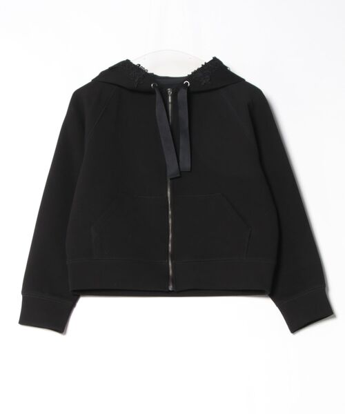 UNIVERVAL MUSE(ユニバーバル ミューズ)の「レース付フーディーパーカー カーディガン(カーディガン/ボレロ・レディース・ブラック/オフホワイト/グレー・2)」の5枚目の写真