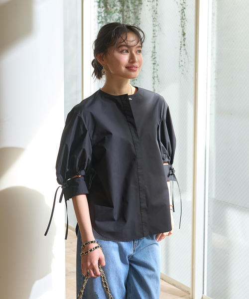 Rouge vif Anna(ルージュヴィフアンナ)の「スラッシュカフス・パフ袖ブラウス(シャツ/ブラウス・レディース・モカ/ブラック/オフホワイト・フリー)」の10枚目の写真