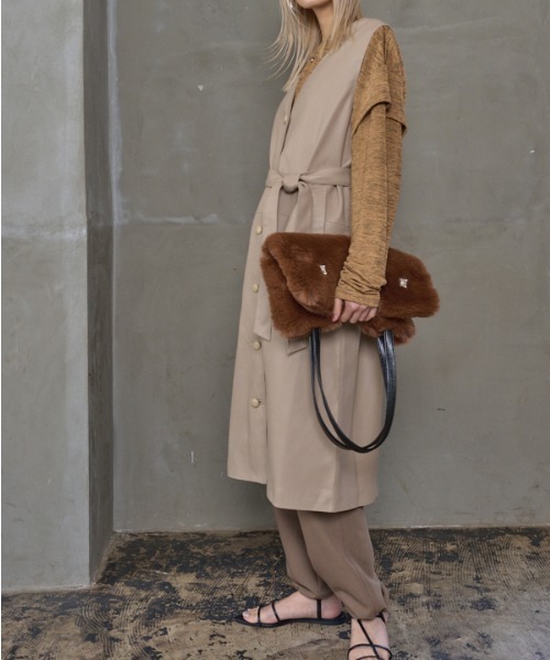 ベスト ジレ Sonnu Fake leather Vest   ソンヌフェイクレザーベスト レディース Muel Chic ベスト ジレ Sonnu Fake leather Vest ソンヌフェイク