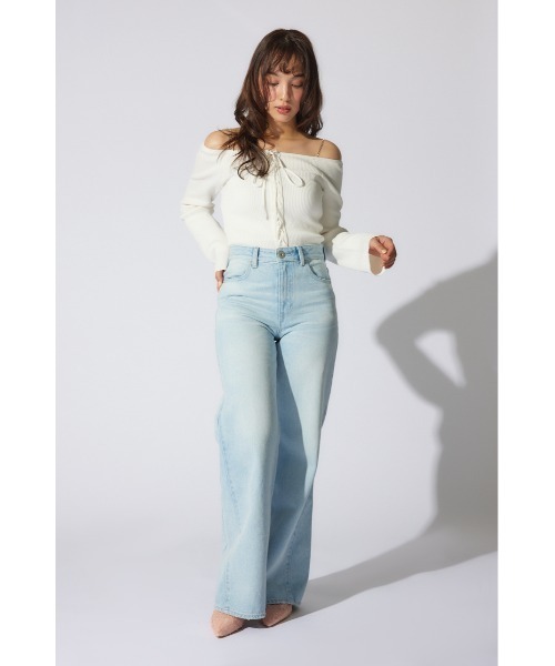 rienda（リエンダ）の「サイドVラインジャストウエストパンツ（デニムパンツ・レディース・ブルー/ライトブルー・MEDIUM/X-SMALL/SMALL）」の18枚目の写真