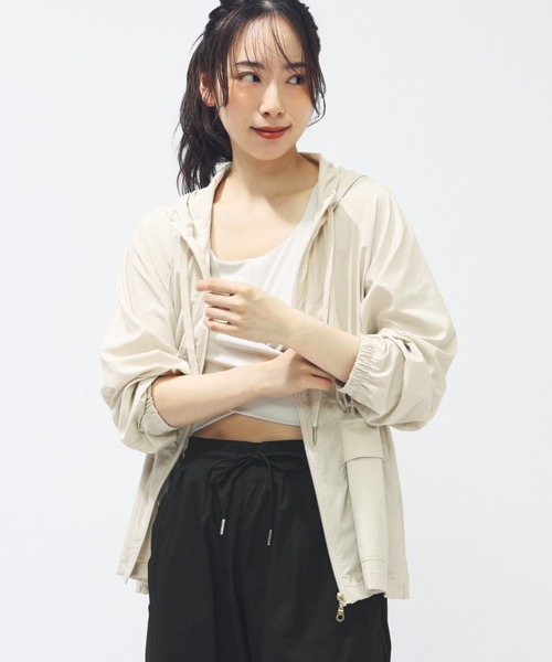 TIGORA(ティゴラ)の「ティゴラ TIGORA フィットネス 縦畝ウエストシャーリングジャケット(ナイロンジャケット・レディース・ラベンダー/ライトベージュ・S/M/L/XL)」の13枚目の写真