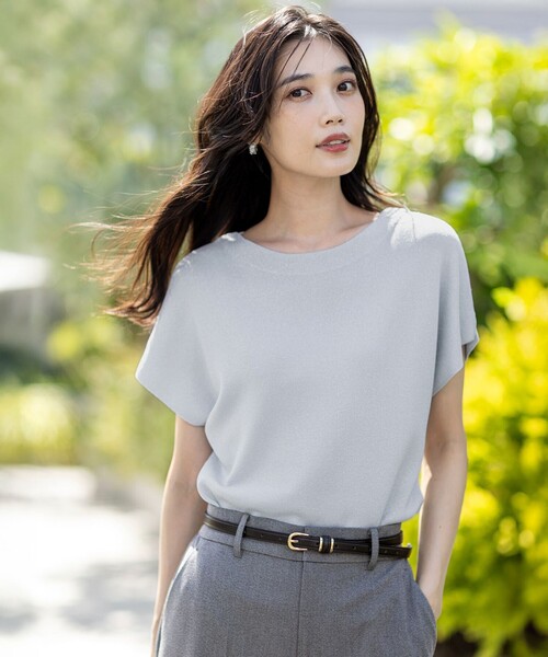 ANY SIS(エニィスィス)の「ビューティクール フレンチ ニットT(ニット/セーター・レディース・ライトグレー系2/ベージュ系2/レッド系/ネイビー系/ホワイト系/スカイブルー系/ライトイエロー系/ブルー系/ライトグレー系/ピンク系/ダークグリーン系/ダークブラウン系・2)」の3枚目の写真