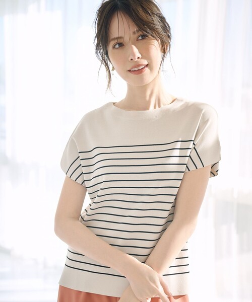 ANY SIS(エニィスィス)の「ビューティクール フレンチ ニットT(ニット/セーター・レディース・ライトグレー系2/ベージュ系2/レッド系/ネイビー系/ホワイト系/スカイブルー系/ライトイエロー系/ブルー系/ライトグレー系/ピンク系/ダークグリーン系/ダークブラウン系・2)」の5枚目の写真