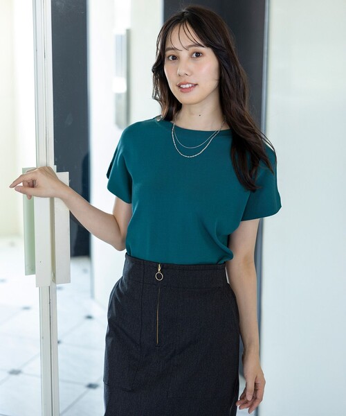 ANY SIS(エニィスィス)の「ビューティクール フレンチ ニットT(ニット/セーター・レディース・ライトグレー系2/ベージュ系2/レッド系/ネイビー系/ホワイト系/スカイブルー系/ライトイエロー系/ブルー系/ライトグレー系/ピンク系/ダークグリーン系/ダークブラウン系・2)」の6枚目の写真